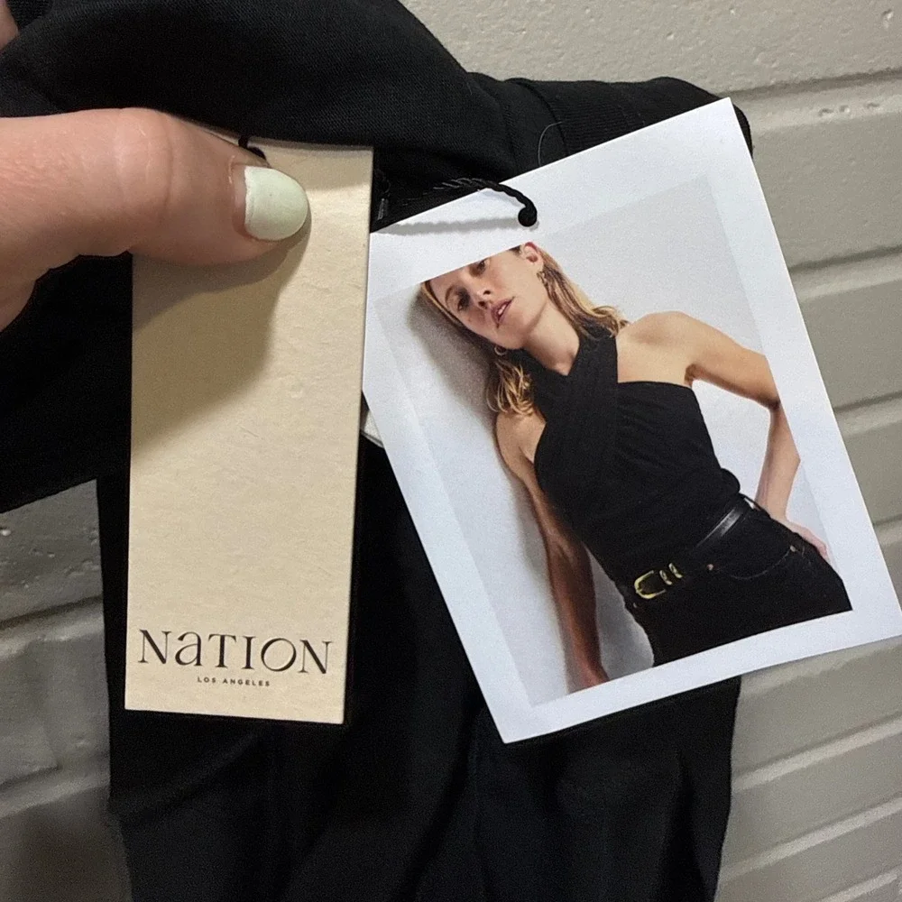 Nation LTD Hanna Halter Cross Front Top Black Pima Cotton Blend NWT M Peru Basic